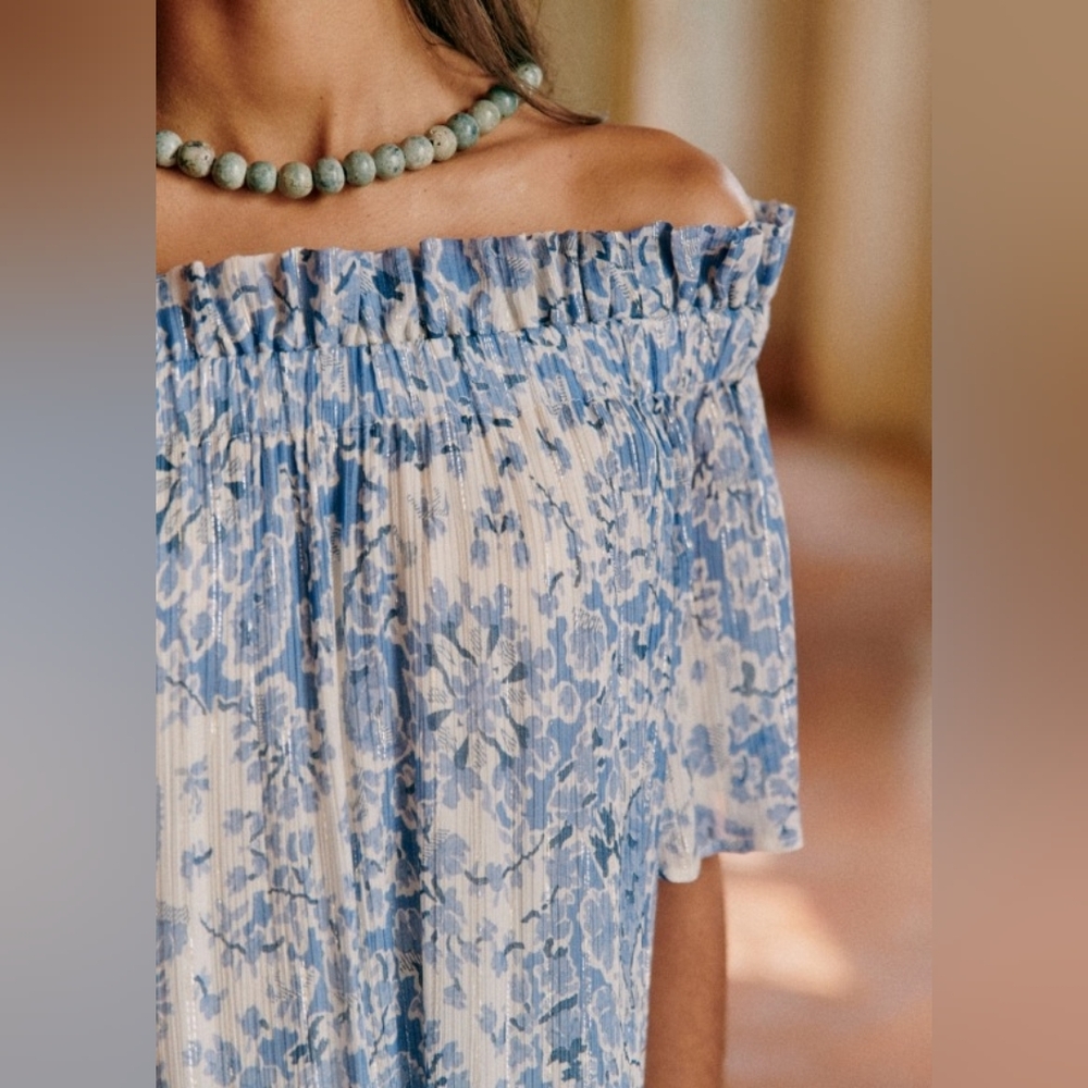 Sezane Floral Ceres Dress Alcazar Blue NWT - Picture 6 of 6